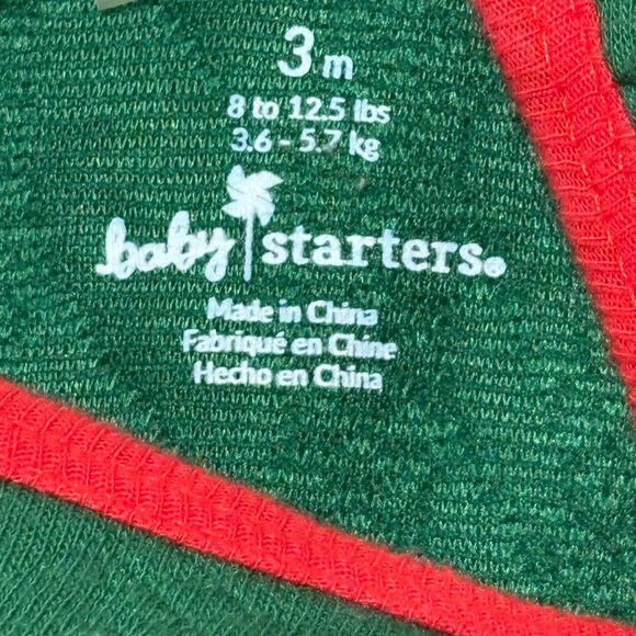 Baby Starters Infant 3 Months Santa Footies Green Long Sleeve Christmas Coverall - Picture 4 of 5